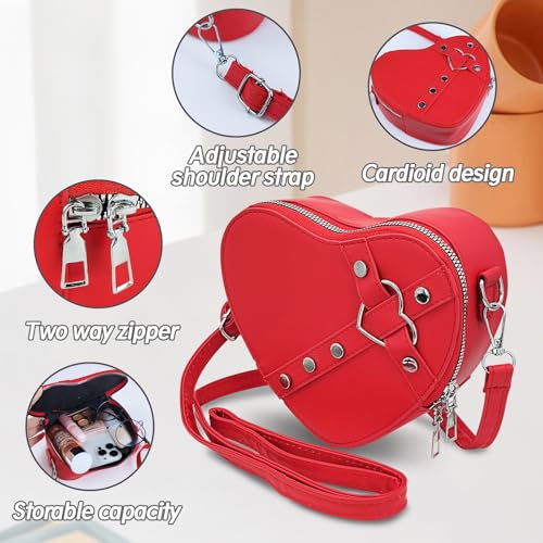 Heart Shaped Bag, PU Leather Small Crossbody Bags Heart Shaped Crossbody Purse, Heart Purse Mini Crossbody Bag3