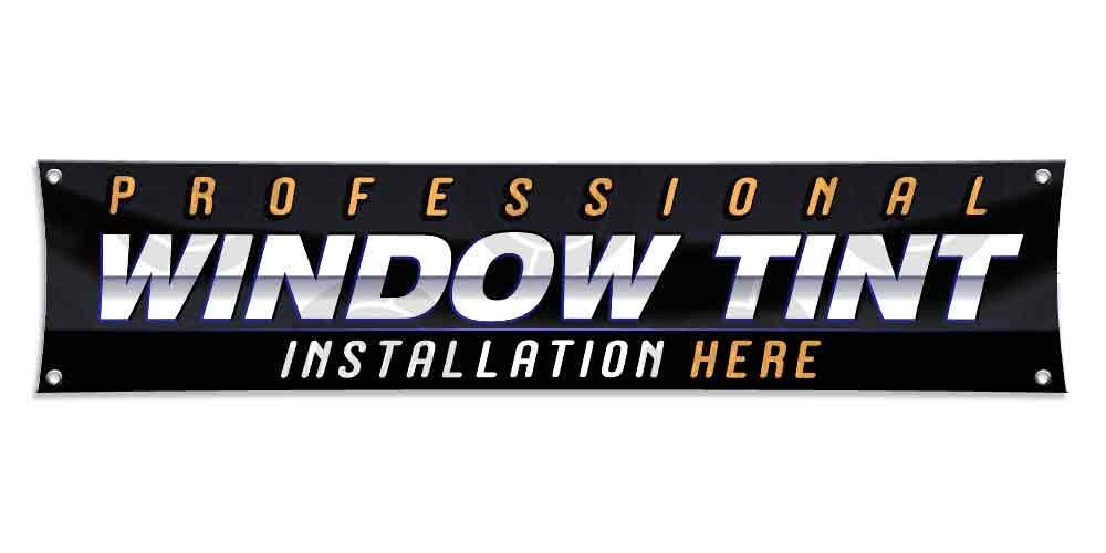 Professional Window Tint Installation Here Banner (12 inches X 52 inches) Sign Display Auto Custom Sounds Rims Tires Shop Ceramic Tinting