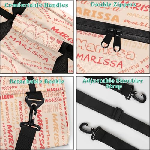 Personalized Kids Sports Duffel Bag with Name Custom Gym Dance Bag for Boys Girls Waterproof Weekender Overnight Bag for Travel Cheerleading Gymnastics Heart Orange Red4