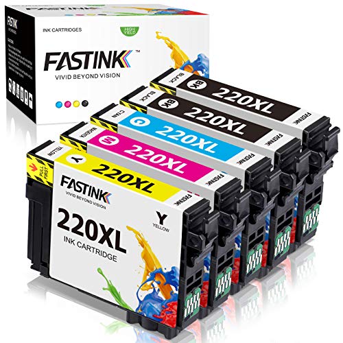 FASTINK Remanufactured Ink Cartridge Replacement for Epson 220 XL 220XL T220XL to use with WF-2760 WF-2750 WF-2630 WF-2650 WF-2660 XP-320 XP-420 Printer, 5 Packs (2 Black, 1 Cyan, 1 Magenta, 1 Yellow)