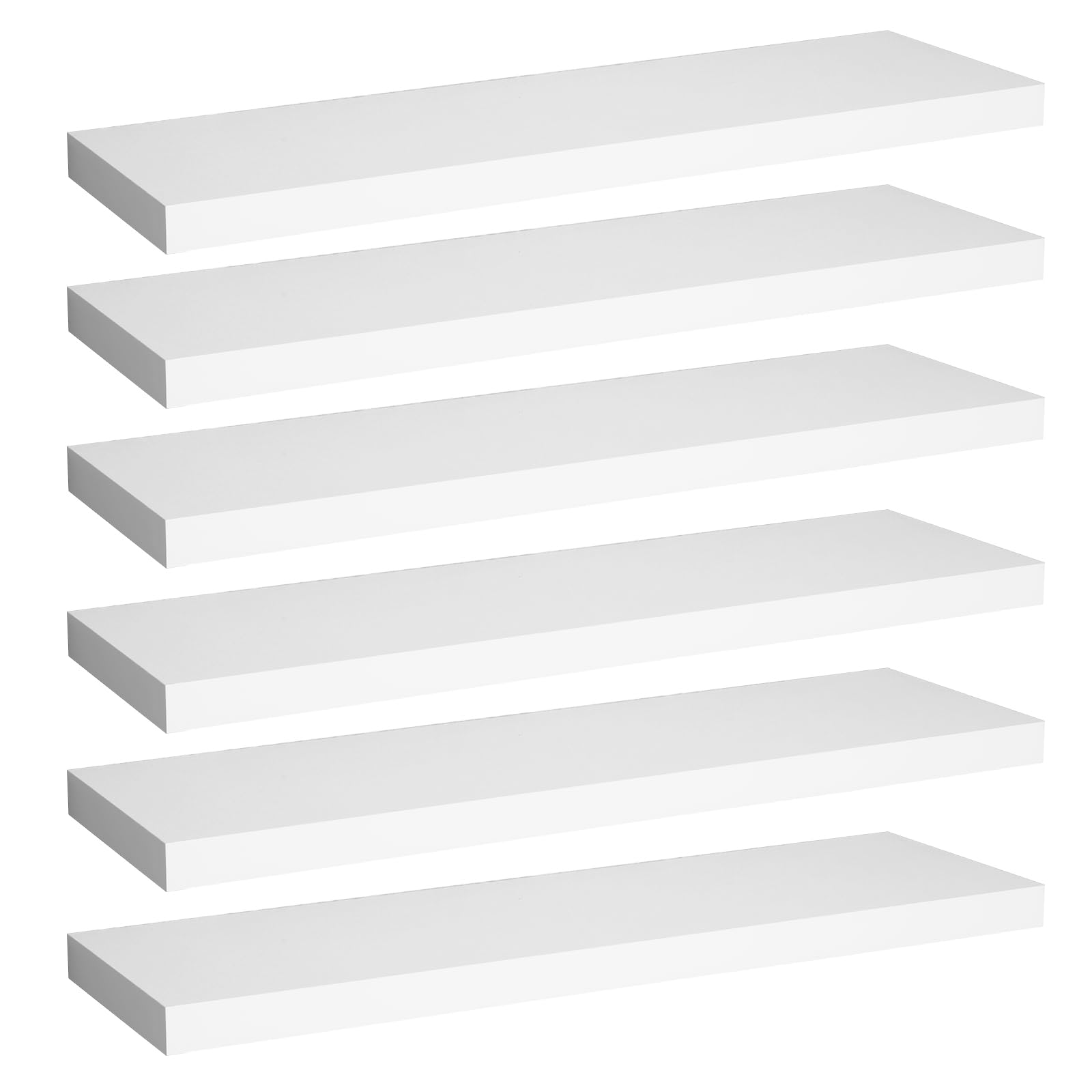 WOLTU Set di 6 Mensole da Parete Galleriedisplay Bianco Opaco, Mensola Sospesa, Decorazione da Parete per Soggiorno, Camera da Letto, Camera dei Bambini, in MDF