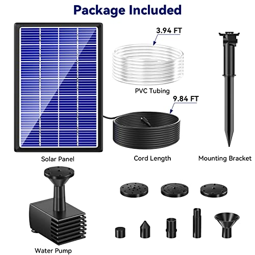 Antfraer Solar Water Fountain Pump With 4Ft Pvc Tubing, Solar Power Bird Bath Fountains With 5 Spray Nozzles, Solar Fountain Pump For Bird Bath, Garden, Pond, Pool Garden Dec #TOP6