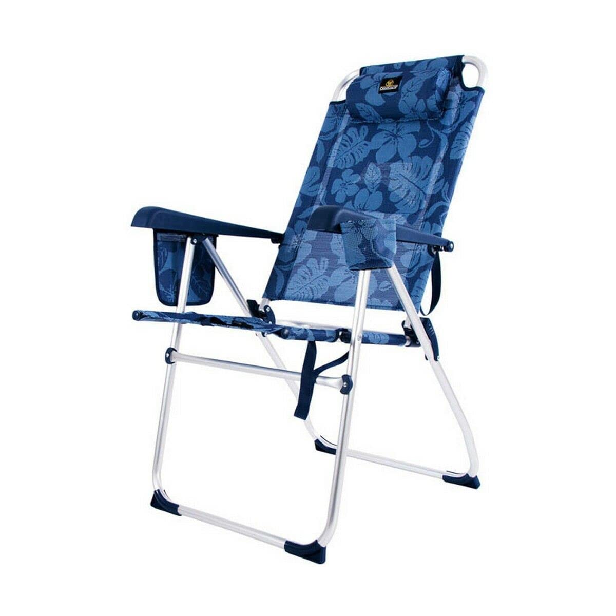 CREVICOSTA Klappbarer Strandstuhl – 7 Positionen, Getränkehalter, Kopfkissen, Aluminium