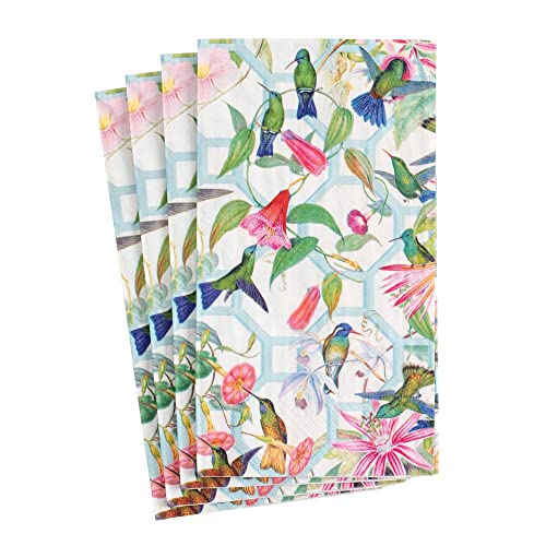 Servilletas para invitados Caspari con enrejado de colibrí y acabado premium