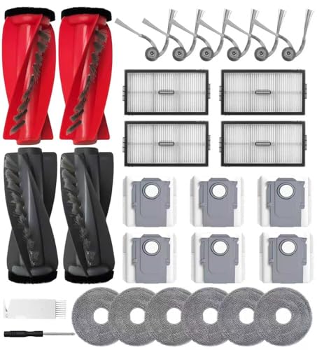 APZOVO Accessoires de Rechange pour Roborock Saros 10R, 2 Brosse Principale, 6 Sacs à Poussière, 4 Hepa Filtre, 6 Serpillière, 6 Brosse Latérale