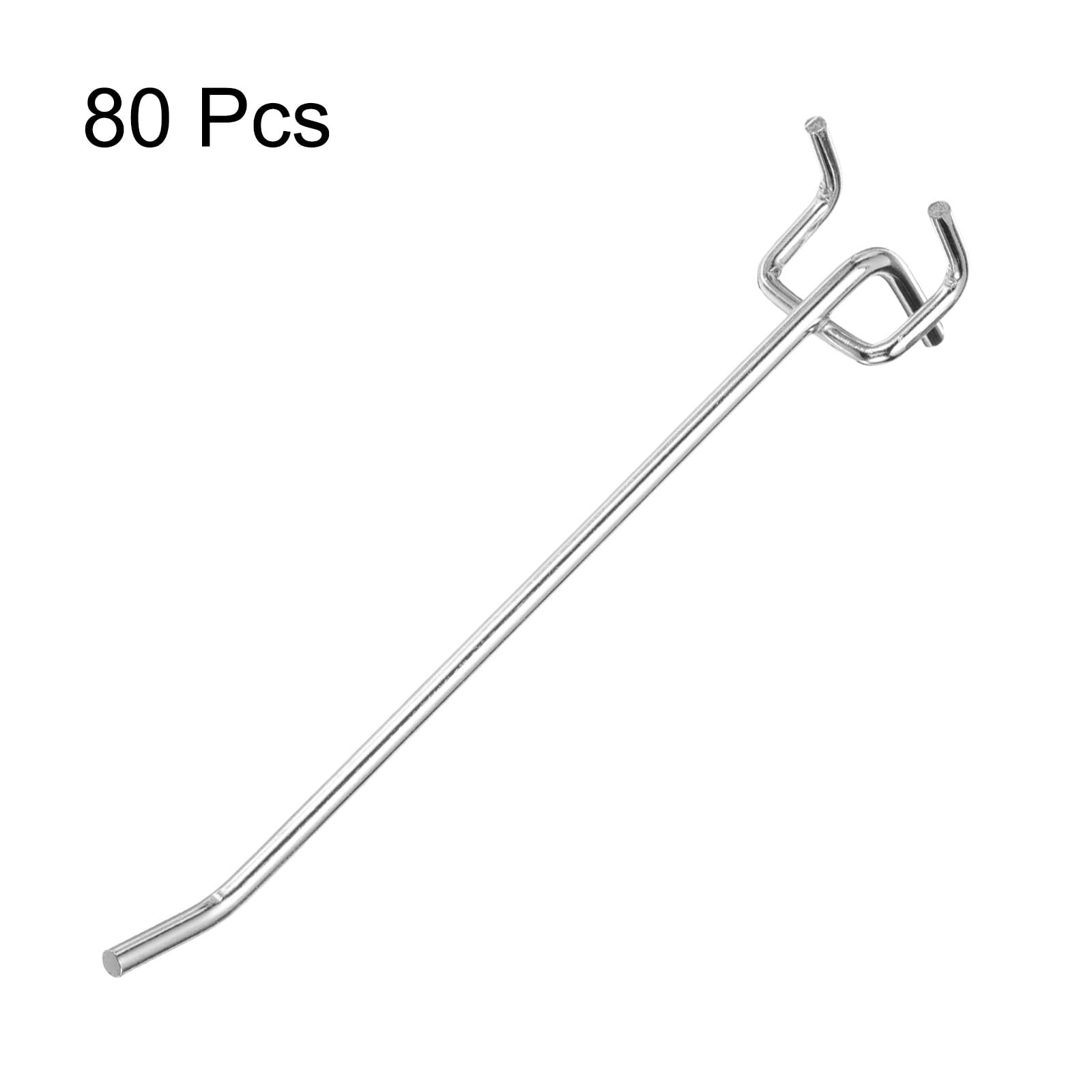 QUARKZMAN 80 Piezas Ganchos Para Tablero Perforado De 6 Pulgadas De Acero Inoxidable Ganchos Colgantes Para Exhibición Organizadores De Pared Para De Taller Garaje Cocina Tienda Plateado