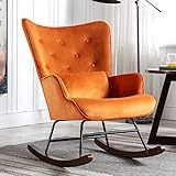 YOUTHUP Rocking Chair Nursery Mid-Century Modern Velvet Upholstered Armchair for Living Room, High...