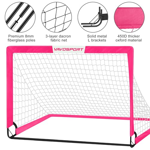 Image of Kids Soccer Goals for Backyard Set - 2 of 4' x 3' Portable Soccer Goal Training Equipment, Pop Up Toddler Soccer Net with Soccer Ball, Soccer Set for Kids and Youth Outdoor Games, Sports, Play
