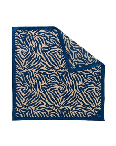 Zebra Blue & Cream Silk Twill Scarf4