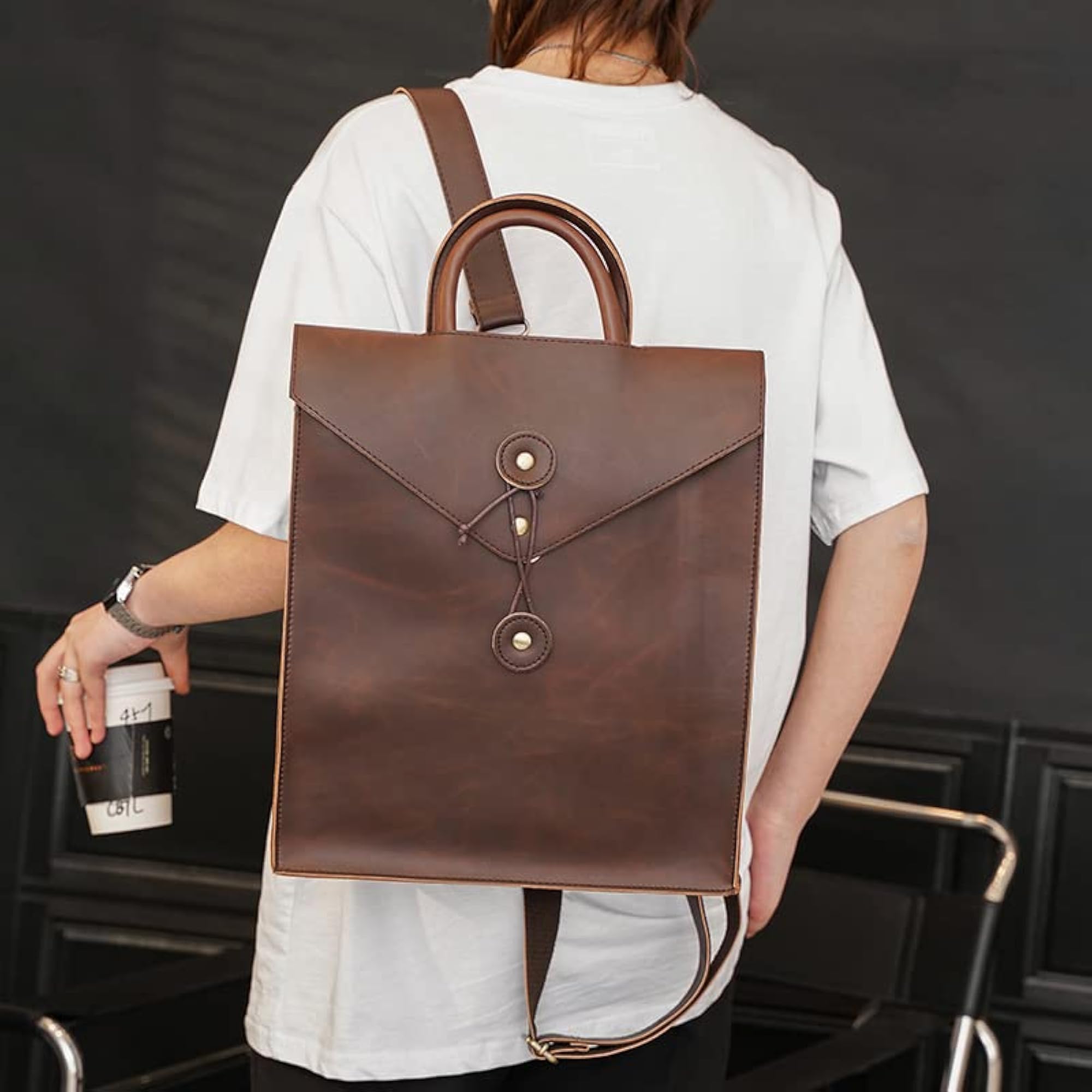 Retro Leather Business Backpack for Men and Women