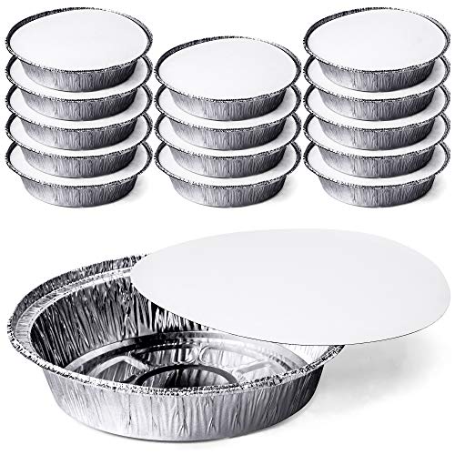 DecorRack Round 7 Inch Aluminum Pans with Flat Board Lid, Heavy Duty Tin