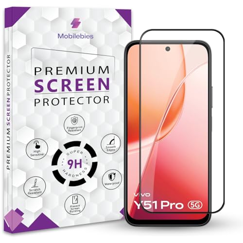 Image of Premium Tempered Glass Screen Protector Guard For Vivo Y51 Pro 5G (6.75 Inch, Pack of 1) | Edge to Edge Coverage With Easy to installation kit