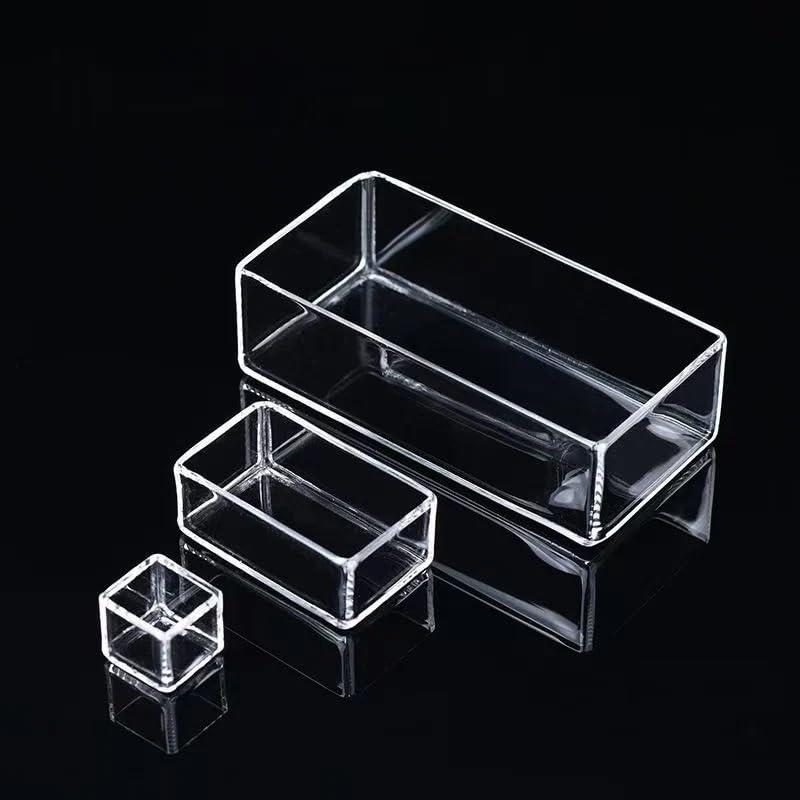 Bandeja de cuarzo de sílice transparente cuadrada de 100 x 100 x 30 mm, recipiente for placa de Petri de cuarzo transparente