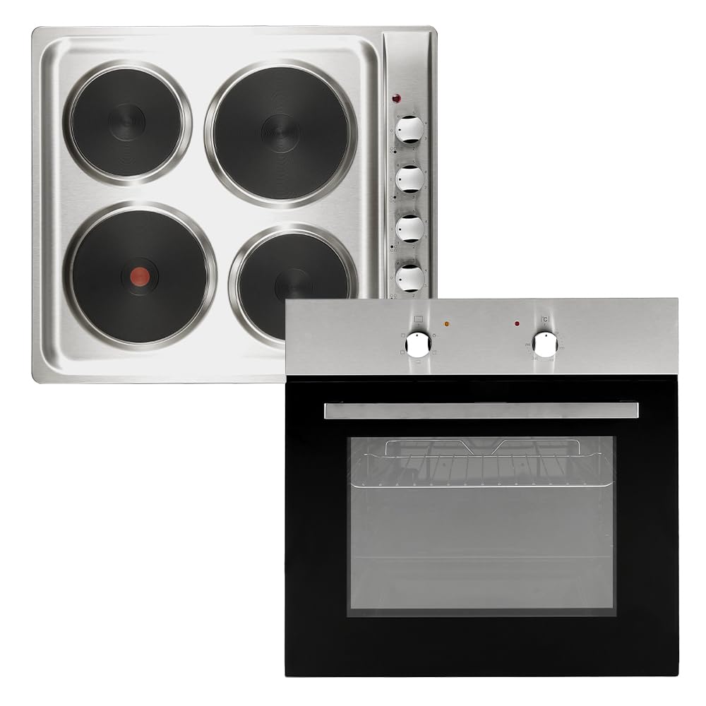 Cookology Oven & Hob Bundle - 60cm Built In Electric Static Oven with Solid Plate Hob