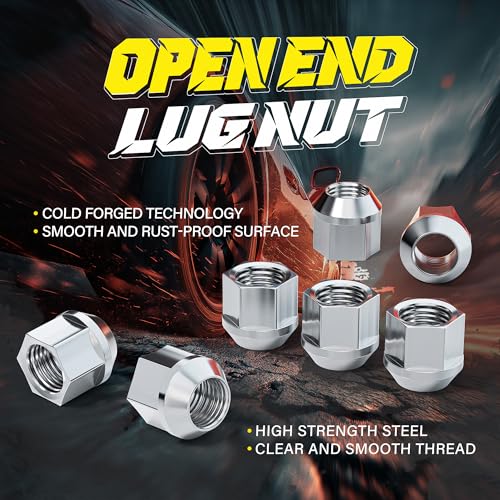 Image of 24 PCS M14x1.5 Wheel Lug Nuts, Open End Cone Seat Bulge Acorn Lug Nut One-Piece 0.83 inch (21mm) Long, 0.87 inch (22mm) Width, 3 /4 inch (19mm) Hex, Chrome, Alloy Steel
