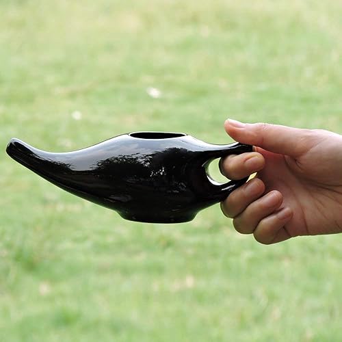Miniatura 5 de Qimacplus Olla Neti de cerámica duradera a prueba de fugas con 10 sobres de sal Neti No metálico y cómodo agarre apto para microondas y Negro