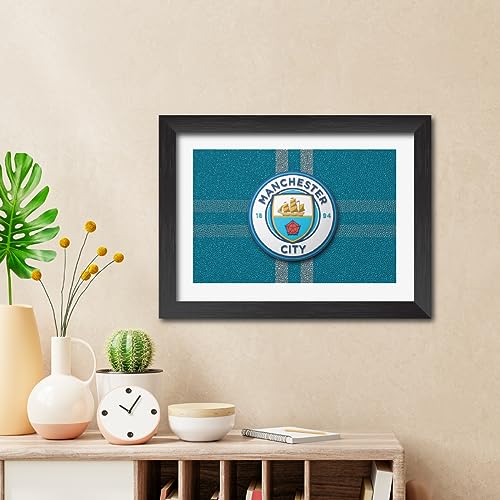 Image of TenorArts City Football Club Poster 3D Leather Textured Logo Laminated Photo Frame Painting with Matt Finish Black Textures(12 inches x 9inches)