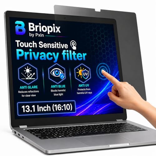 Image of Briopix Aura 13.1 Inch (16:10) | Touch Sensitive Privacy | Anti Blue | Anti Glare | UltraThin | UV Block & BLUVLIGHT Block Layer | Privacy Filter compatible with HP /Dell /Lenovo /Asus /Acer