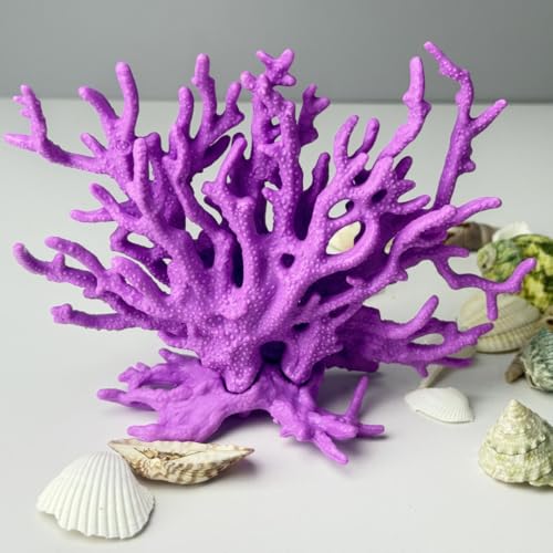 Image of Purple Aquarium Coral Fish Tank Decorations Aquarium Landscape | Realistic coral aquarium decoration, 5.9 inch x 4.7 inch , suitable for fish, works for freshwater /saltwater tanks, easy to clean