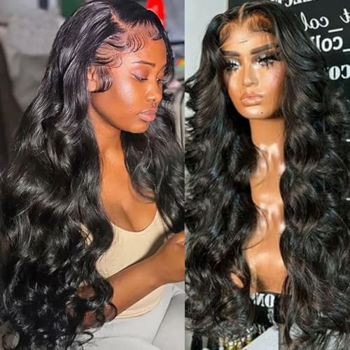 Lemoda Wholesale 100% Human Hair Wig 13X6 Body Wave Human Hair Lace Front Wigs 24inch Natural Black 200% Density Peruvian HD Lace Wig Natural Hairline