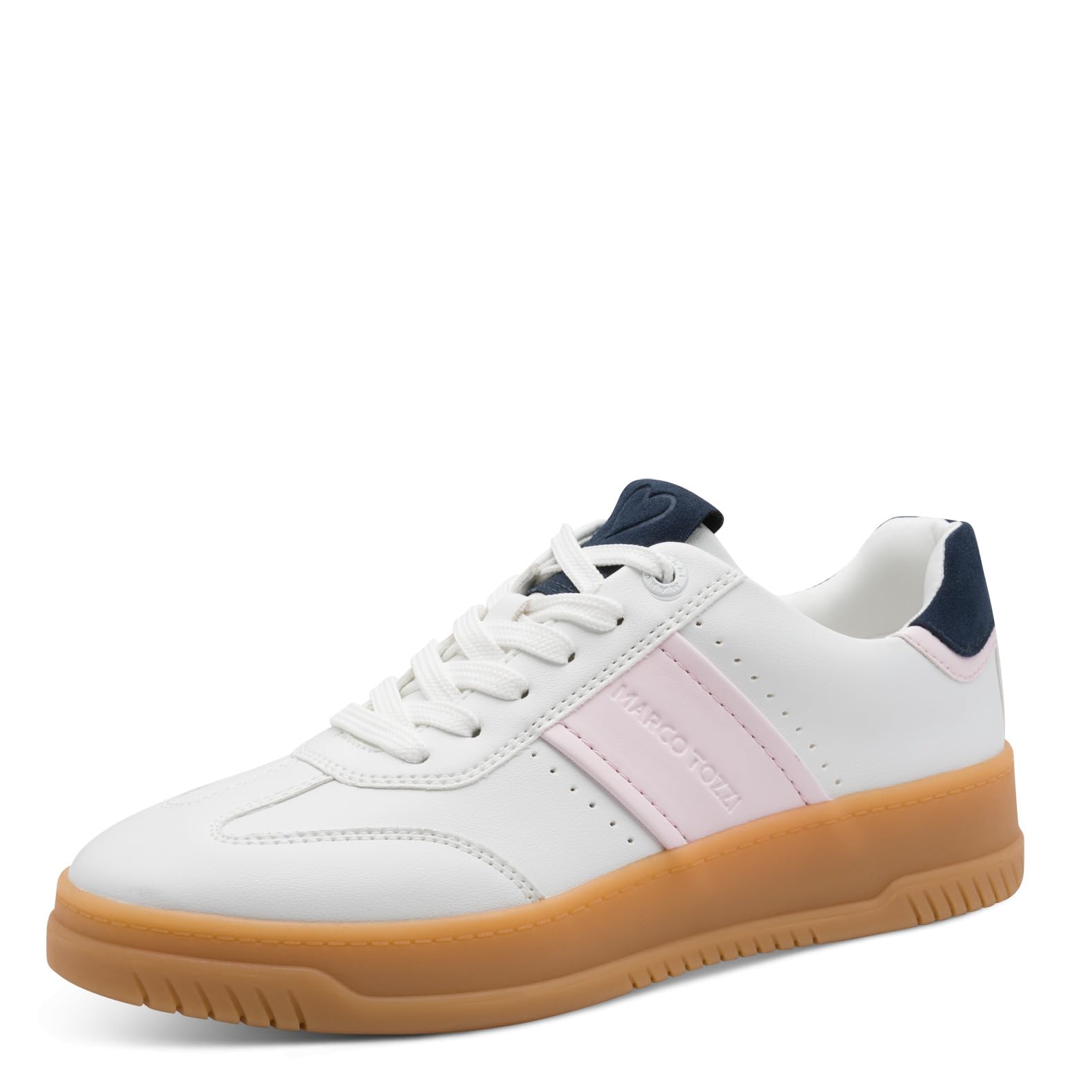 MARCO TOZZI Women Sneaker Soft Feel Me Footbed Soft Lining Fashionable, White (White/Soft PNK), 8.5 UK