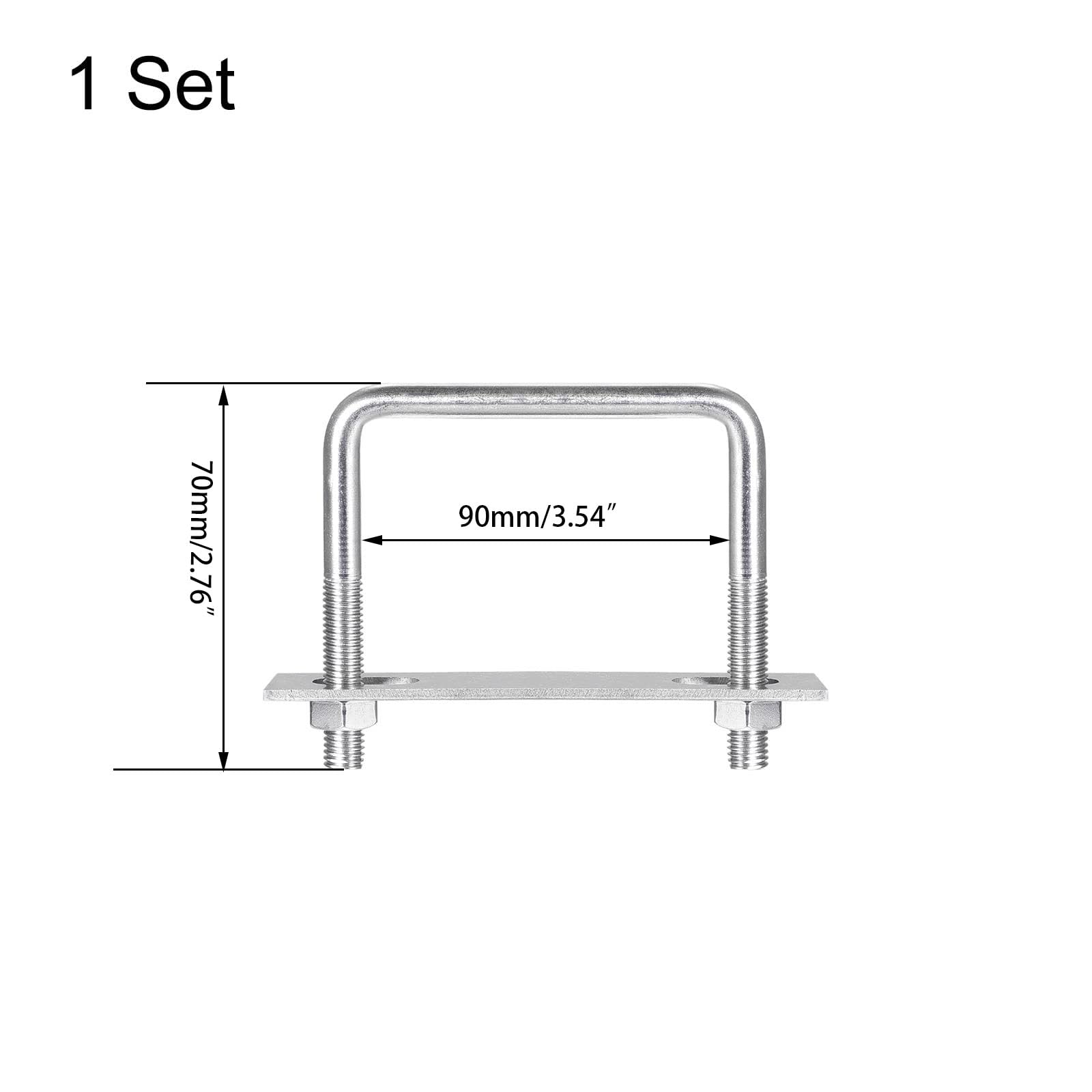 TOP-VIGOR M10 Square U-Bolts, 90mm Inner Width 70mm Length 304 Stainless Steel U-Bolts with Nut - Image 2
