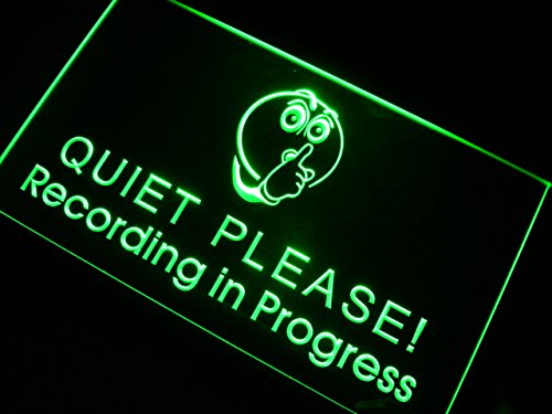 Recording In Progress Quiet Please On Air Studio Bar Beer Led Neon Sign Green 12 X 8.5 Inches St4S32-M096-G #TOP18
