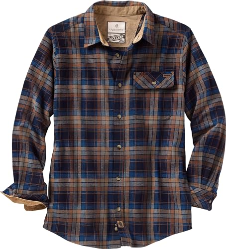 Buck Camp Camicia da in Casual a Maniche Lunghe con Bottoni Polsini in a Coste Brownstone L uomo flanella velluto