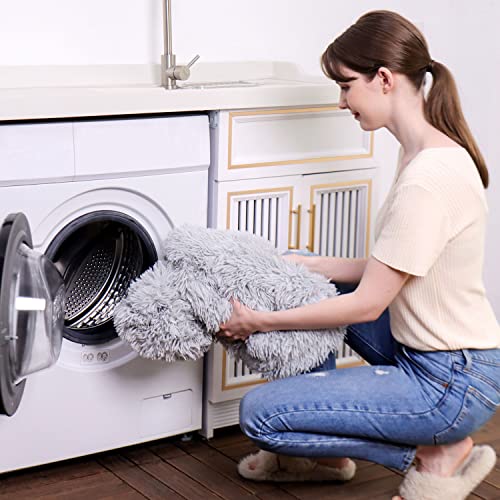 Bonteck Calming Dog Beds For Small Medium Large Dogs - Round Donut Machine Washable Dog Bed, Anti-Slip Faux Fur Fluffy Donut Cuddler Cat Bed, Multiple Sizes S-Xl #TOP6