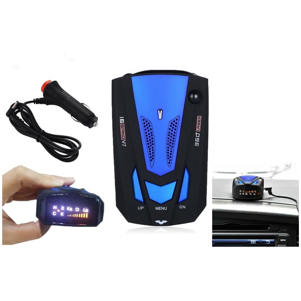 Rilevatore radar GPS V7 per auto, rilevatori radar, velocità messaggio vocale, sistema di allarme velocità veicolo, display a led, modalità città/autostrada, rilevamento auto a 360 gradi