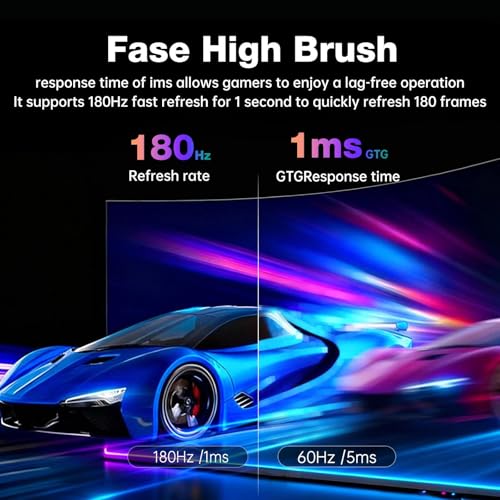 Image of Great voell 24 Inch Curved Gaming Monitor, 180Hz FHD 1080P Computer Monitor, 3000R Curved, FreeSync, Support DP /HDMI /USB Ports, 98% sRGB, 4000:1 Contrast Ratio for Home Office & Gaming-Wall Mountable