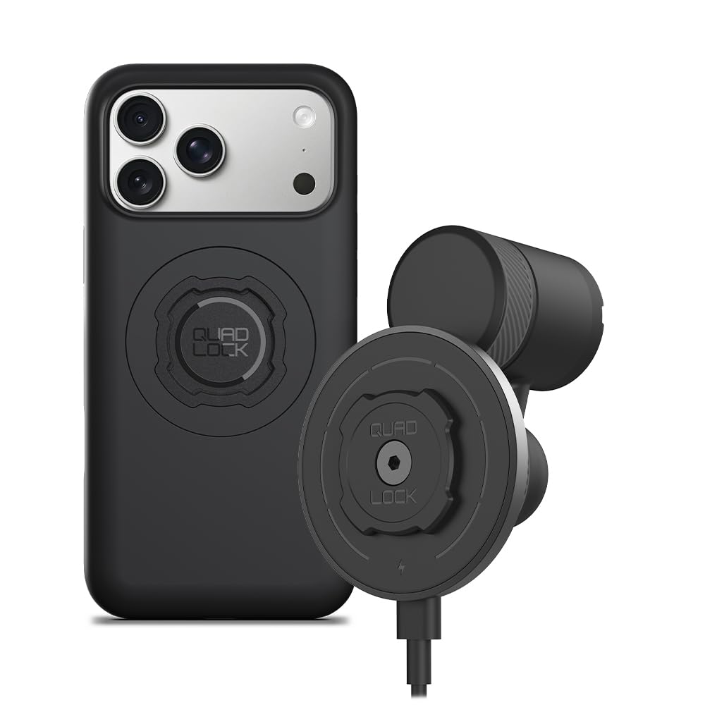 Quad Lock Kit de soporte para teléfono de coche con cabezal de carga inalámbrico MAG V2 y funda de teléfono MAG para iPhone 17 Pro Max