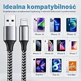 Kabel do ładowania iPhone krótki 30CM, [Certyfikat MFi] kabel Lightning | Pleciony nylonowy iPhone kabel do ładowania USB na Lightning do iPhone 14 13 12 11 Pro Max Mini XS XR X 8 8 Plus 7 6 6s, iPad