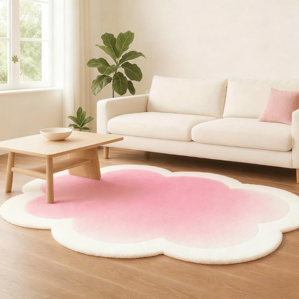 Tapis de salon irrégulier uni pour créer un dressing cosy et moderne