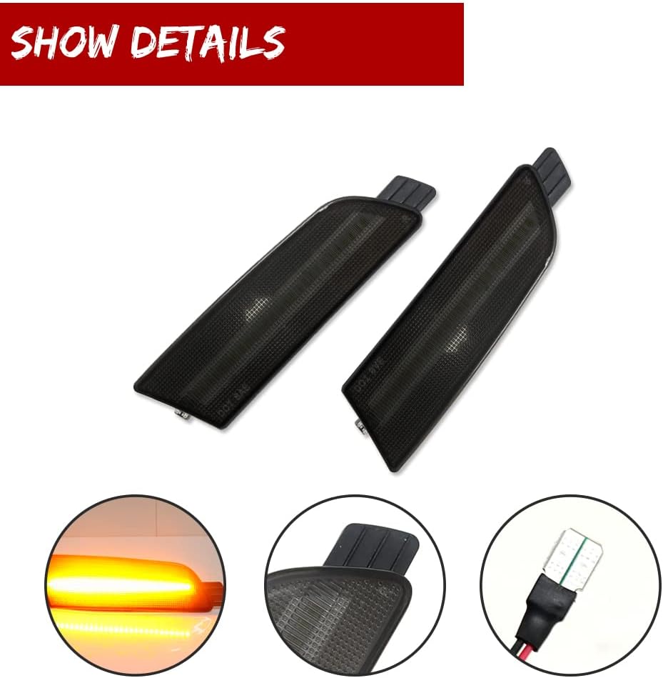 GTINTHEBOX Smoked Lens Front Bumper Side Marker Amber LED Light Fender Lamp Compatible with 2009 2010 2011 2012 2013 Mazda 6