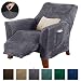 Modern Velvet Plush Recliner Slipcover. Strapless One Piece Stretch Recliner Cover. Recliner Cover for Living Room. Magnolia Collection Slipcover. (Recliner, Grey)