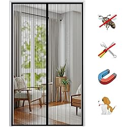 Mosquiteras Magneticas Bricomart Cortina Mosquitera Puerta Magnetica, Cortina Protección Contra Insectos sin Taladrar para Puerta de Balcón Sala de Estar Puerta de Patio-Black-A|| 70x200cm(27x78inch)
