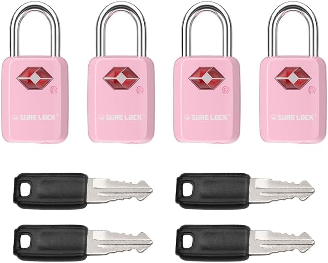 SURE LOCK Mini TSA Approved Keyed Luggage Lock โ One Key Opens All, Fits Tight Zipper Gaps & Small Pull Holes, Compact Travel Lock for Suitcases, Backpacks & Handbags