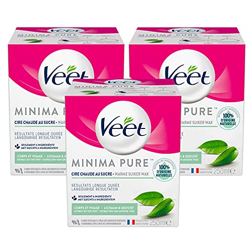 Cire au sucre Veet Minima anti irritation et rougeur épilation naturelle thé vert lot de 3