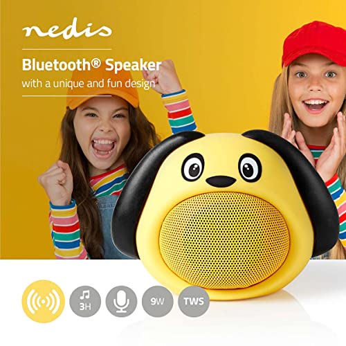 NEDIS Animaticks Bluetooth Speaker with 3H Playtime, Hands-Free Calling & Dusty Dog Design, Yellow - Image 2