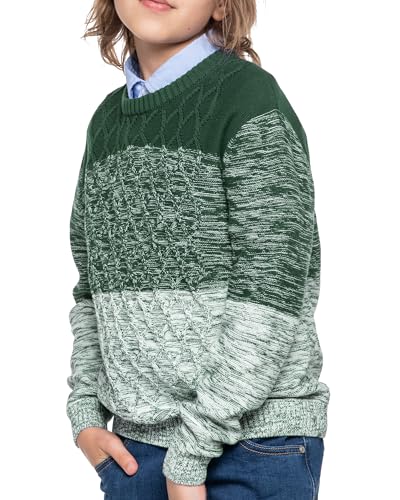 Image of BOBOYOYO Boys Sweaters 100% Cotton Cable Knit Kids Sweater Striped Pullover