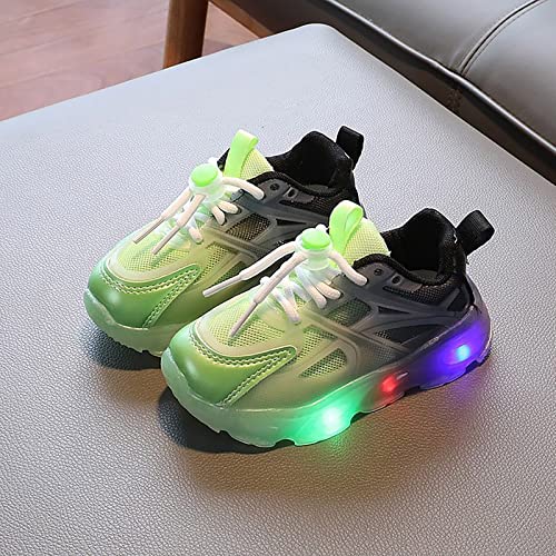 Kids Toddler LED Shoes Boys Girls Athletic Wear 𝐑esistant Running Shoes Lace up Air Cushion Wedge Sneakers (Green, 10.5 Little Child)4