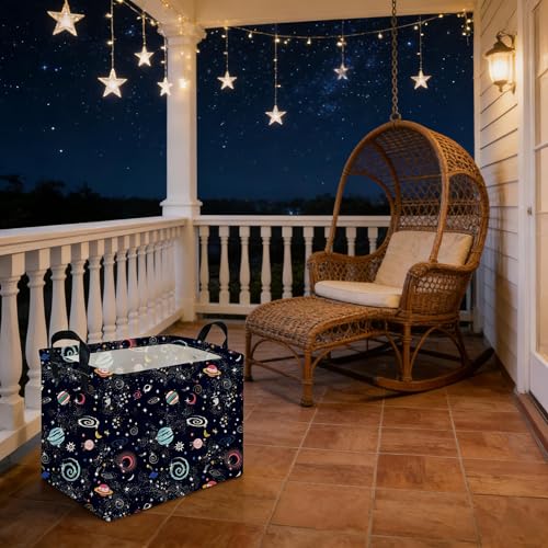 Image of Rectangular Star baskets,Storage Basket,Waterproof foldable laundry basket for Kids,Cute Toys Storage Bin Organizer,Book bins,Starry Sky Galaxy Room Decor(Stars)
