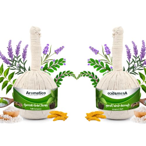 AROMATICO Ayurvedic Herbal Potli with 17 ancient herbs. Helps with Pain Relief, Post-Workout Recovery & Muscle Relaxation. For Men & Women. 200gm Pack of 2