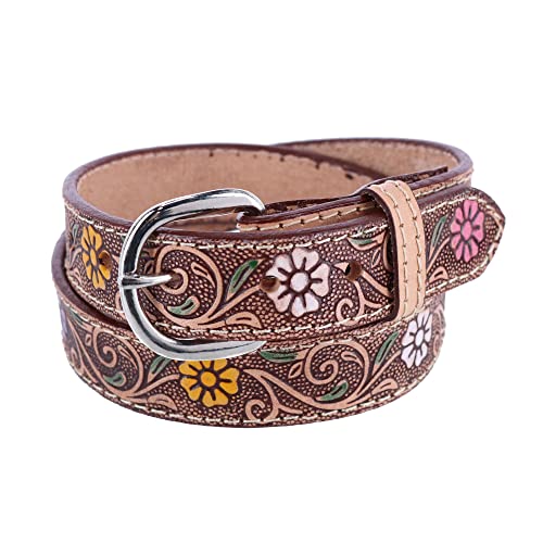 CTM Girls 1 Inch Floral Embossed Belt