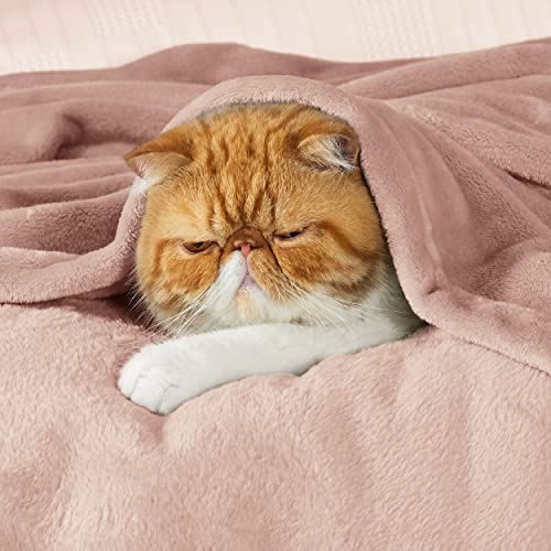 Image of Bedsure GentleSoft Fleece Blankets Queen Size Dusty Pink - Bed Blanket Soft Lightweight Plush Fuzzy Cozy Luxury Microfiber, 90x90 inches