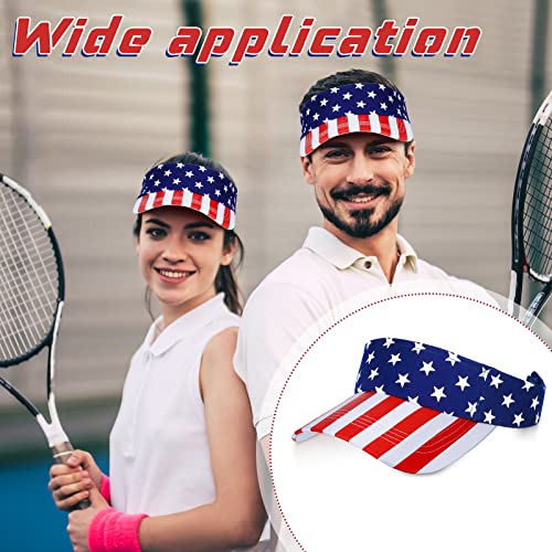 4 Pieces American Usa Flag Visor Patriotic Visor Star Stripe Sun Visor Hat Adjustable Printed Twill Sun Protection Hat For Men Women #TOP3