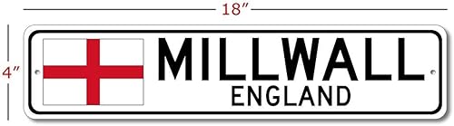 Miniatura 2 de Millwall, England - England Flag Street Sign - Metal Novelty Sign, Personalized Sign, Man Cave Street Sign, England City Sign, Restaurant and Pub