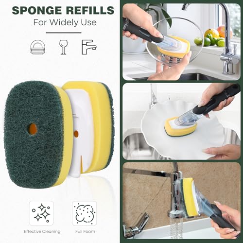 Image of Sponge Brush Refills for OXO Soap Dispensing Dish Brush - 4 Pack Dish Cleaning Soap Dispensing Head Replacement for Scrubber(Green)