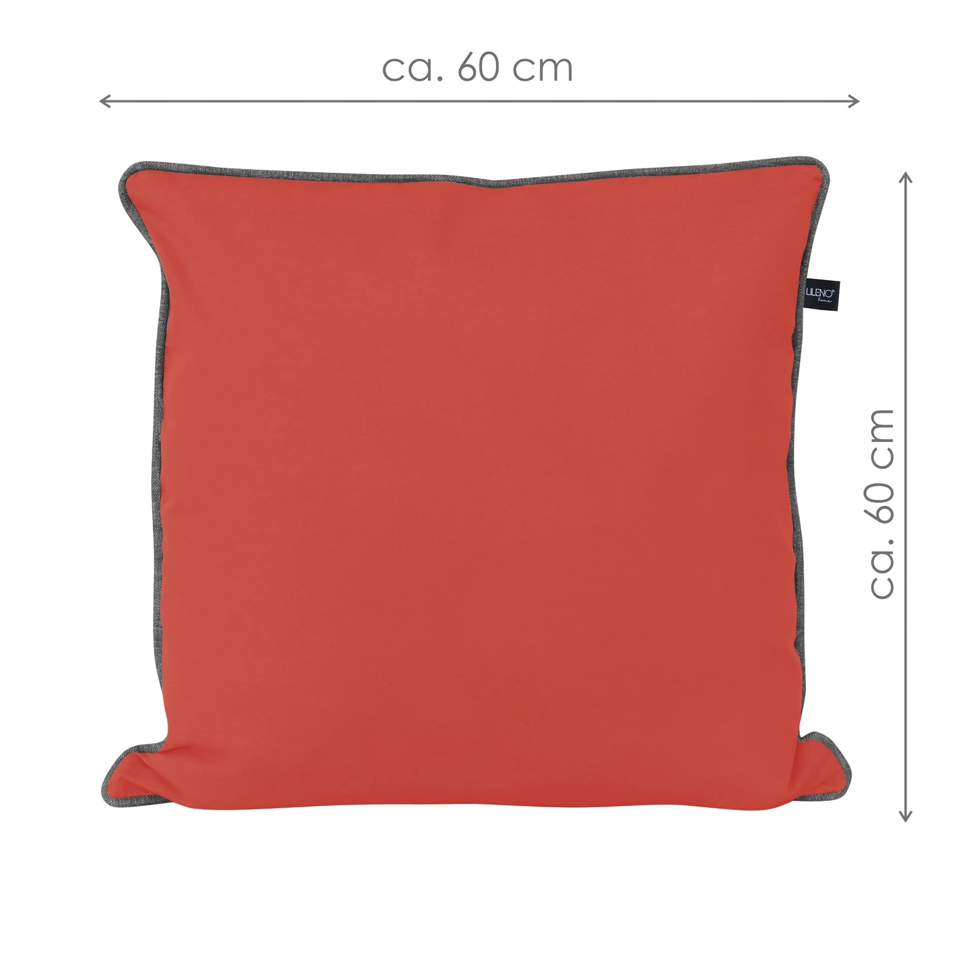 LILENO HOME Set di 2 federe 60 x 60 cm [Marsalla + bordo grigio] Federa super morbida [senza cuscino di riempimento] - Federa per cuscino con cerniera per cuscino interno ed esterno - Capris